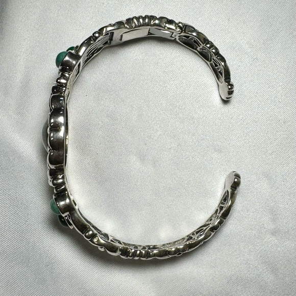 Carolyn Pollack Sterling Silver & Brass Cuff ~ Turquoise & Malachite Bracelet - Picture 6 of 7